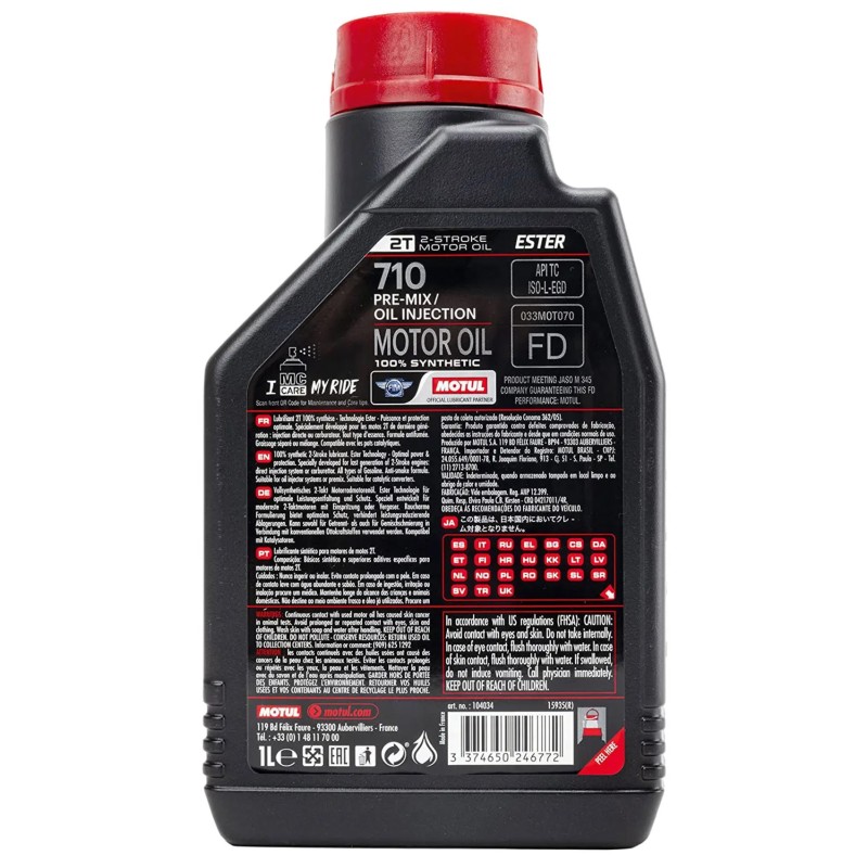Olio Motul Power 2T 1L - Lubrificante 100% Sintetico Per Scooter E Moto 2 Tempi - Antifumo - Foto 5